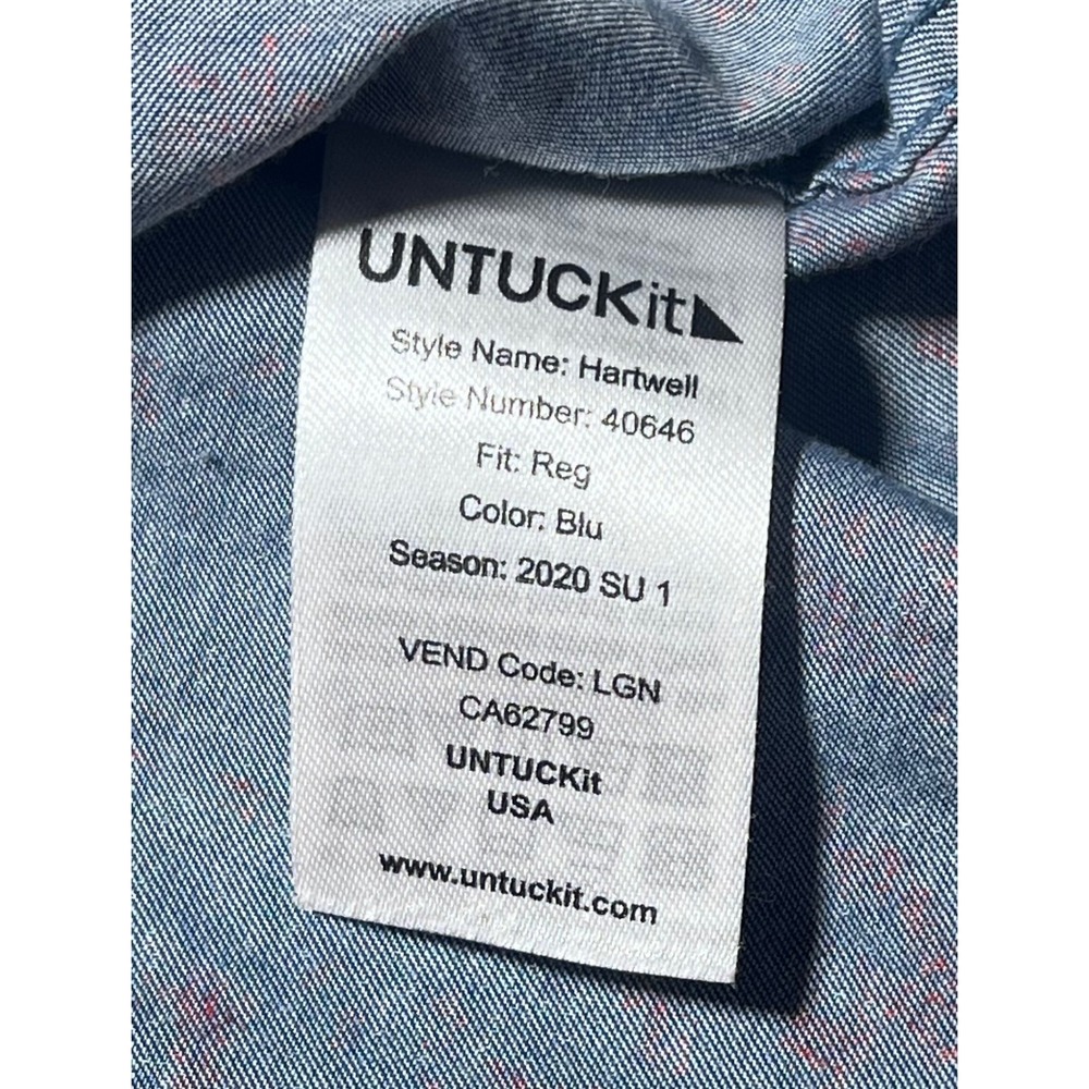 UNTUCKit Hartwell Men Large Blue Red Floral Short Sleeve Button Down Shirt 40646 - Picture 4 of 6